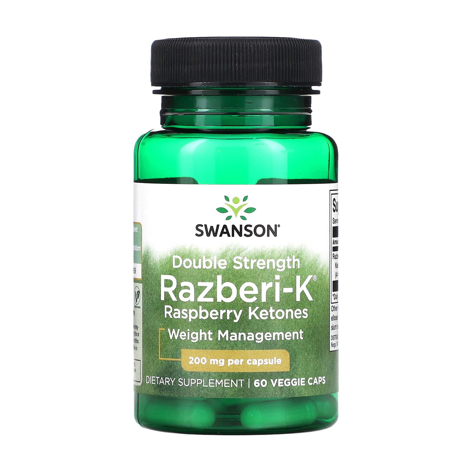 Контроль ваги Swanson Double Strength Razberi-K Raspberry Ketones 200 мг, 60 веганських капсул